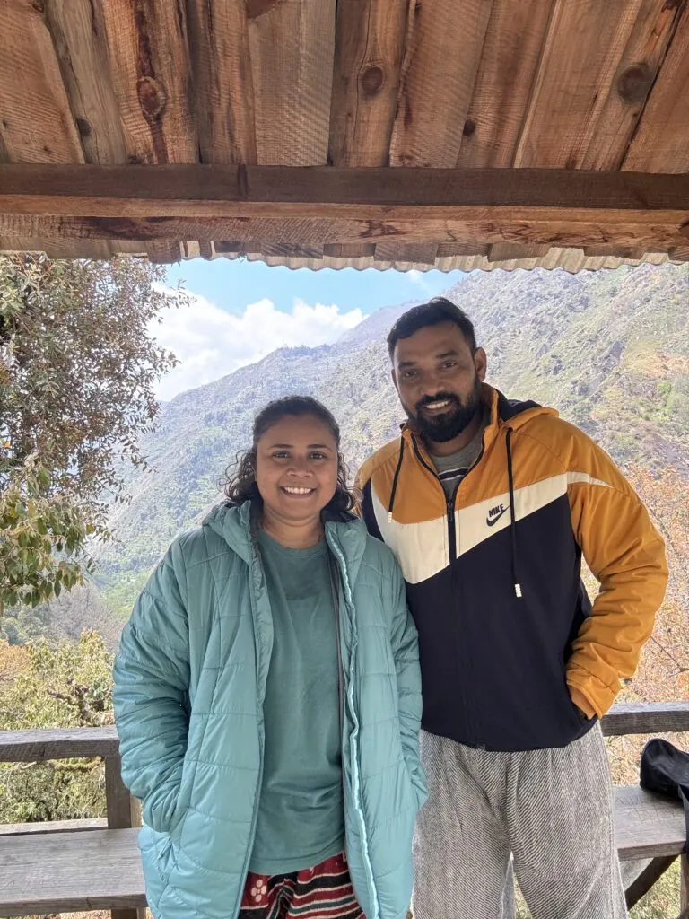 Megha and Ashwin, your hosts, on the terrace